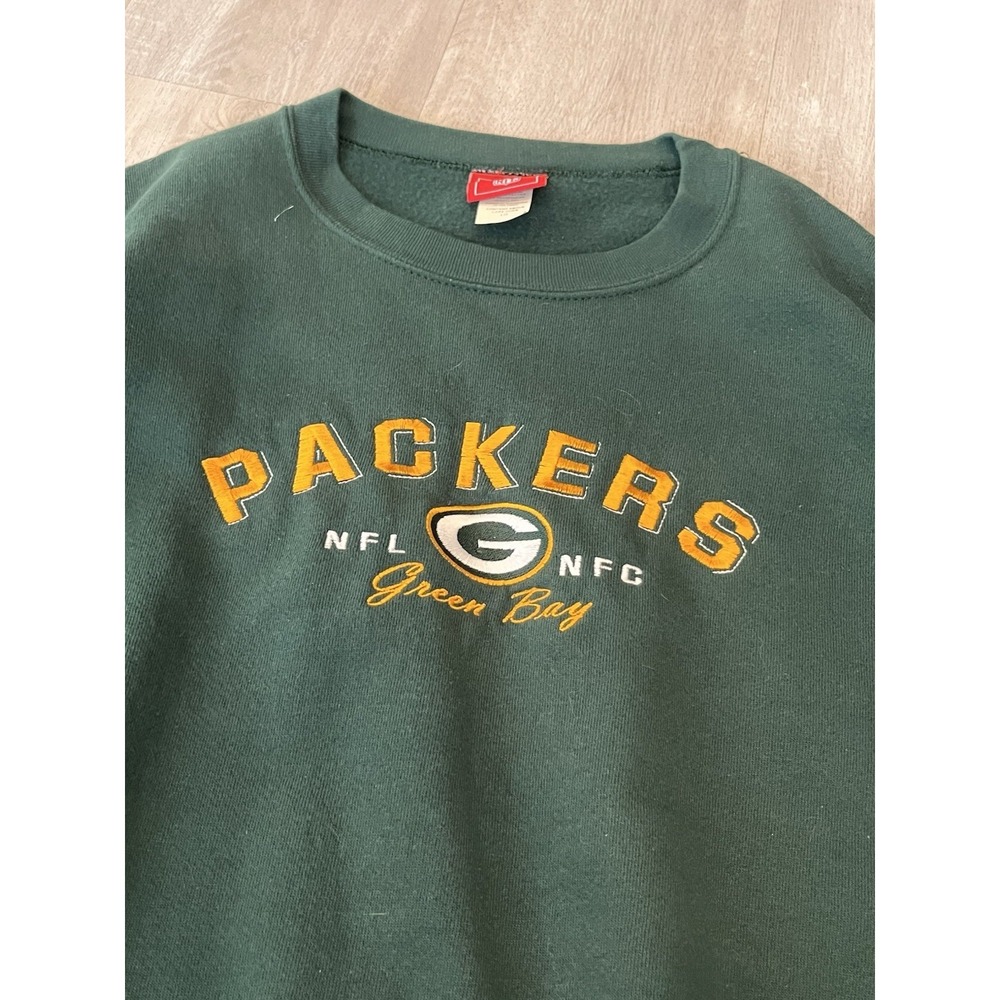 Men's VTG NFL Packers Embroidered Green Crewneck Sweater L - Picture 2 of 7